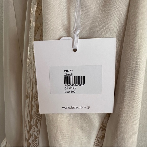 LACE The Label Twist-Back Metallic Gold Geometric Jacquard Maxi Dres XS - Picture 6 of 9